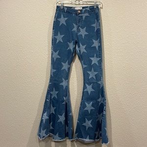 Star pattern flare jeans